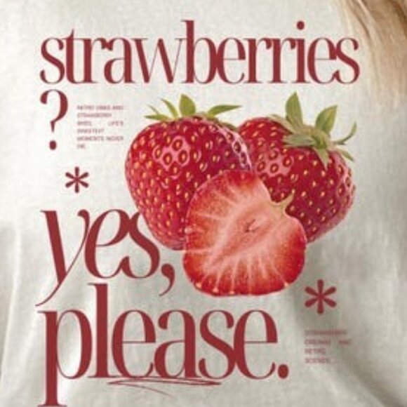 Strawberries Yes Please T-Shirt, Retro Strawberry Graphic Tee - Picture 2 of 3
